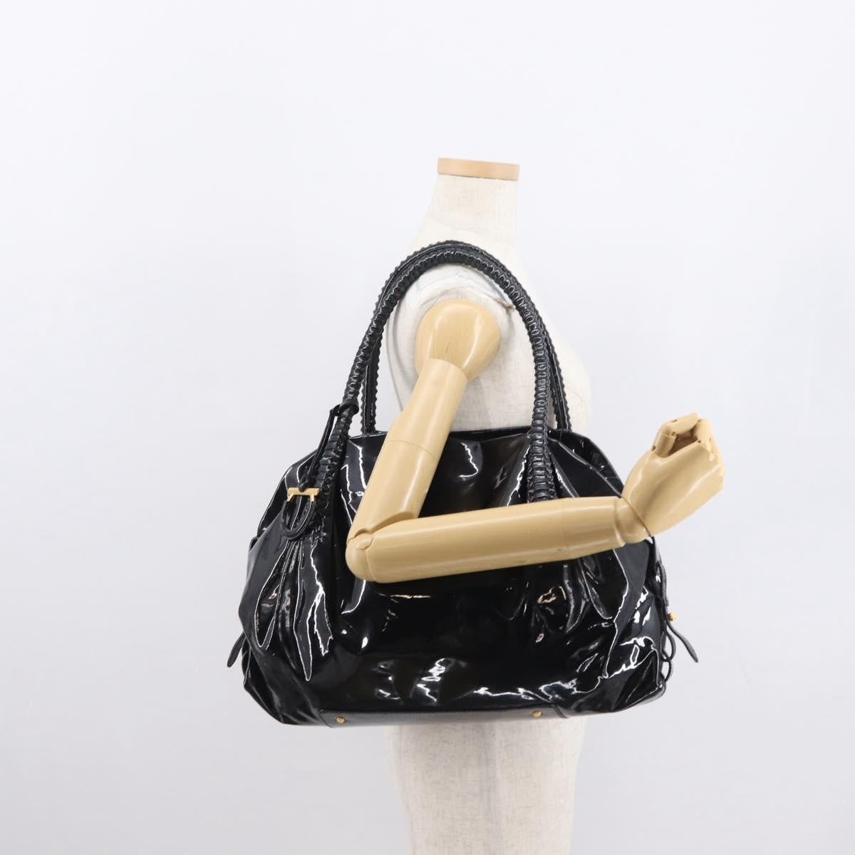 Salvatore Ferragamo Gancini Tote Patent Leather Black Patent_Leather Tote Bag Bag (Pre-Owned)