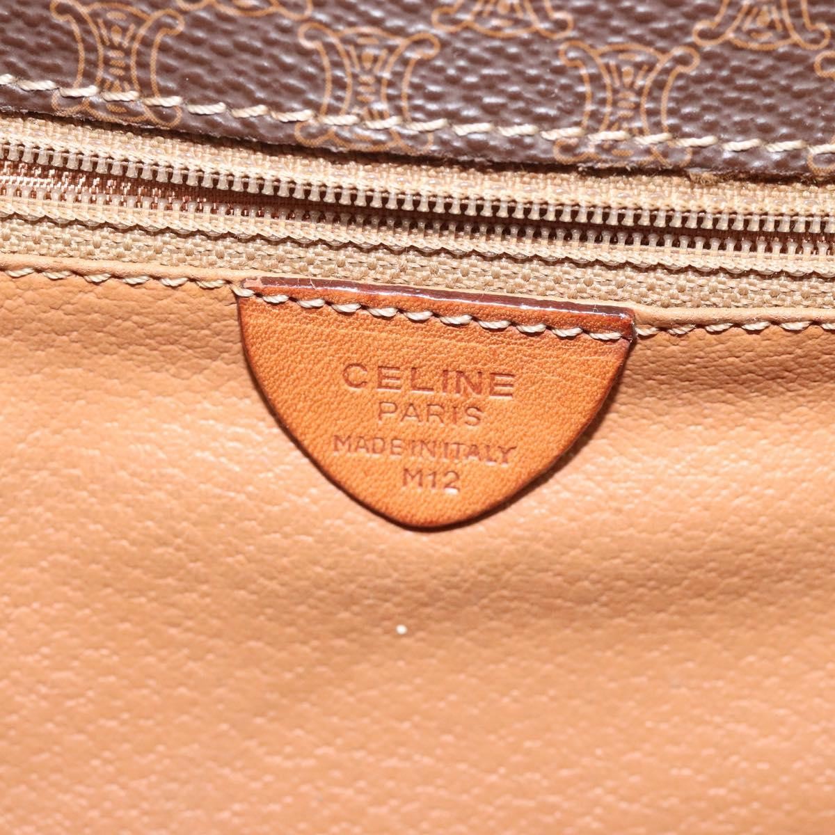 Celine Vintage Macadam Circle Logo Canvas And Leather Brown Canvas Shoulder Bag Bag (Pre-Owned)