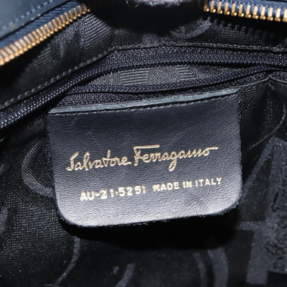 Salvatore Ferragamo Vala Canvas Navy Canvas Handbag (Pre-Owned)