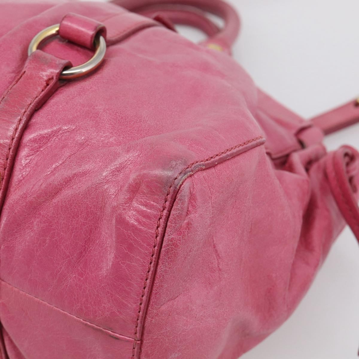Miu Miu Vitello Lux Leather Pink Leather Handbag (Pre-Owned)