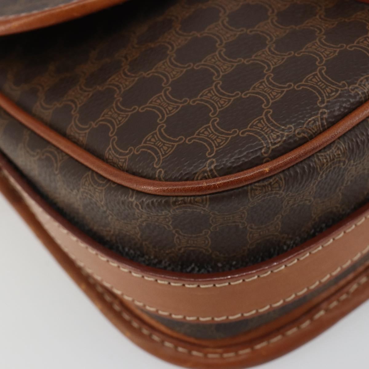Celine Vintage Macadam Canvas And Leather Brown Canvas Shoulder Bag Bag (Pre-Owned)