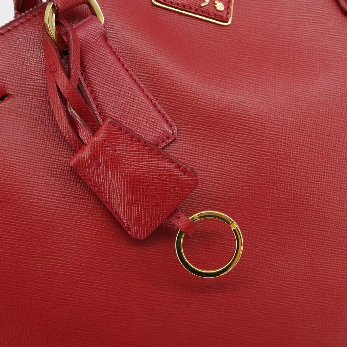 Prada Double Zip Lux Tote Saffiano Leather Red Leather Handbag (Pre-Owned)