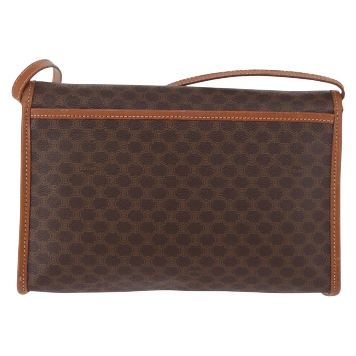 Celine Vintage Macadam Canvas And Leather Brown Canvas Shoulder Bag Bag (Pre-Owned)