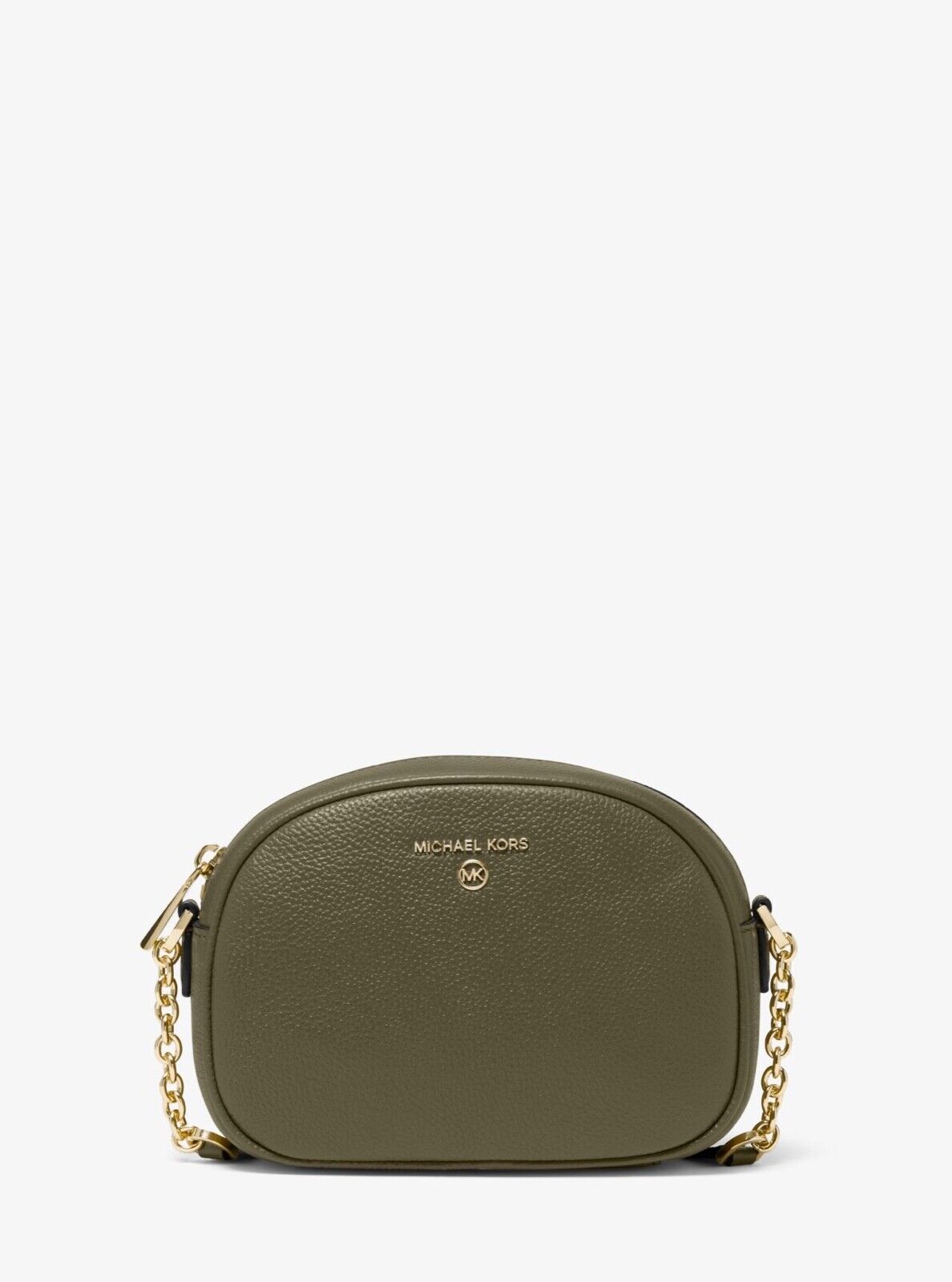 Michael Kors Jet Set Charm Small Pebbled Leather Oval Camera Crossbody Bag