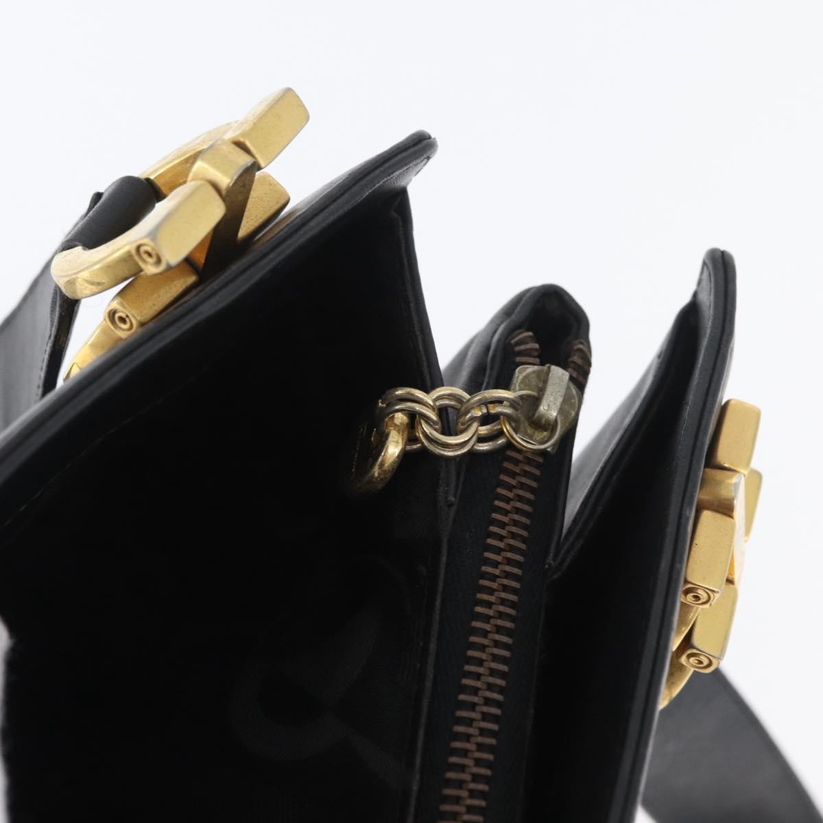 Salvatore Ferragamo Gancini Tote Leather Black Leather Tote Bag Bag (Pre-Owned)