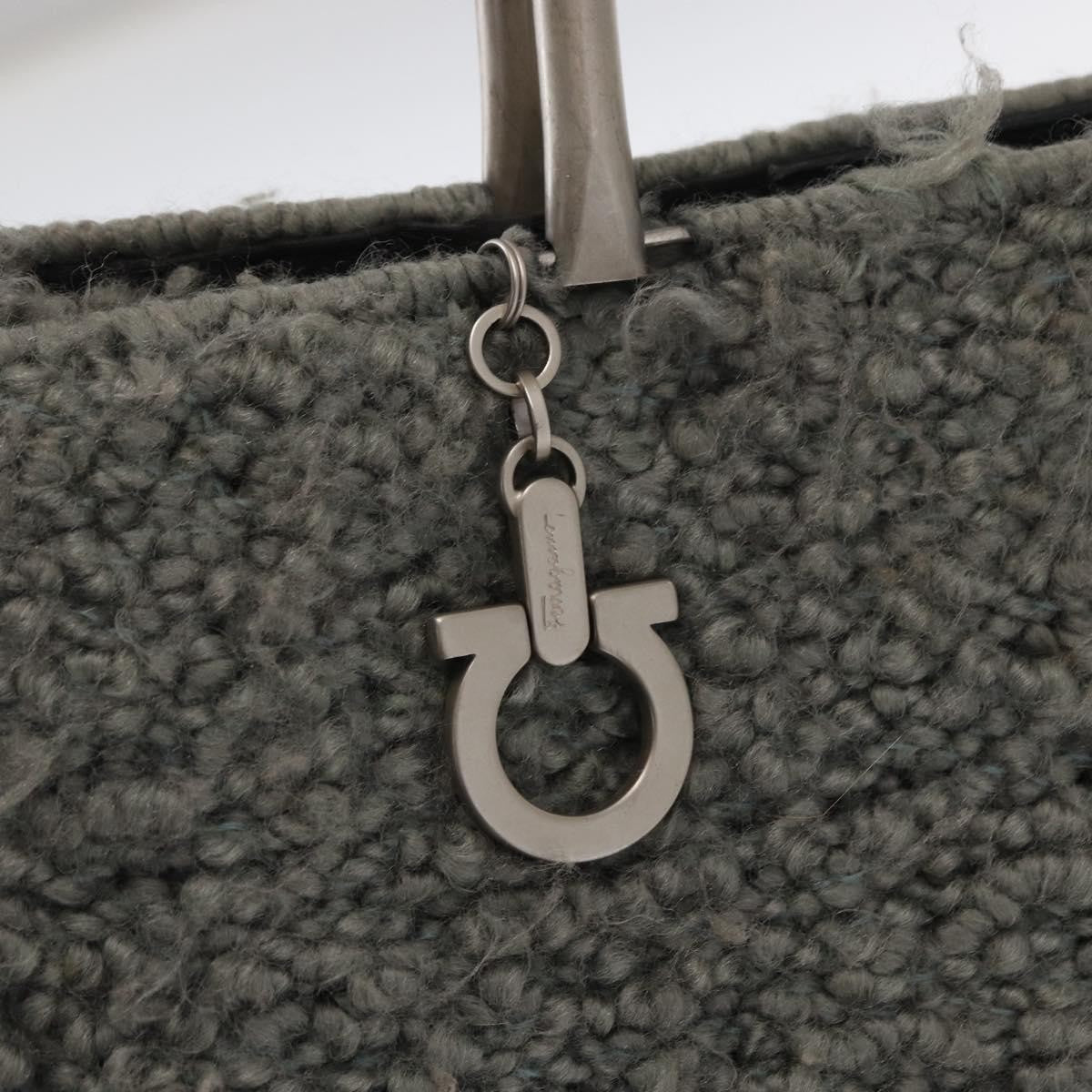 Salvatore Ferragamo Gancini Wool Gray Wool Handbag (Pre-Owned)