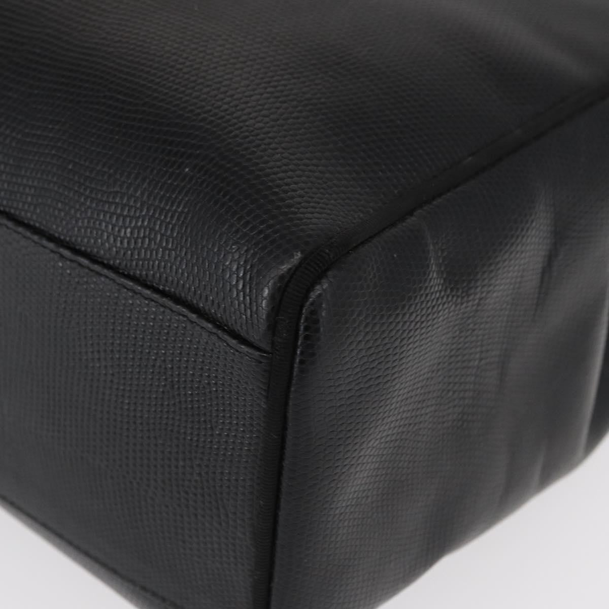 Salvatore Ferragamo Vintage Vara Bow Tote Lizard Embossed Leather Black Leather Tote Bag Bag (Pre-Owned)