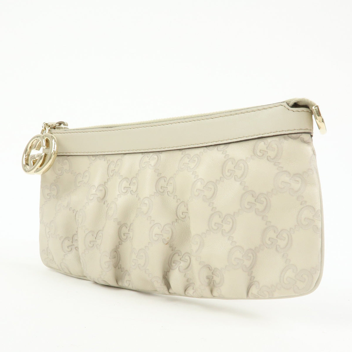 Gucci Heart Wristlet Guccissima Leather Beige Leather Clutche & Pouche Bag (Pre-Owned)