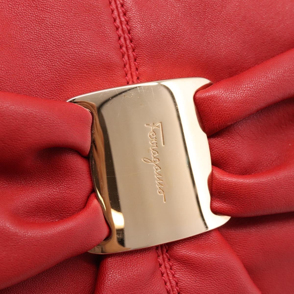 Salvatore Ferragamo Miss Vara Giusy Hobo Leather Red Leather Shoulder Bag Bag (Pre-Owned)