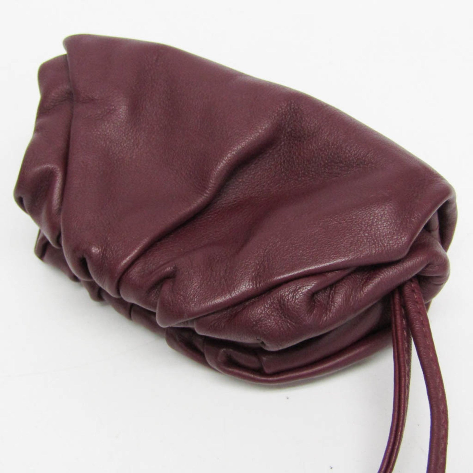 Bottega Veneta The Leather Burgundy Leather Clutche & Pouche Bag (Pre-Owned)