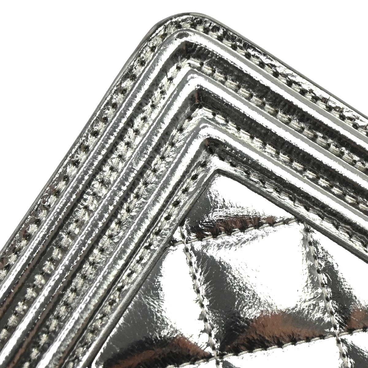 Chanel North South Boy Flap Quilted Metallic Calfskin Metallic Patent_Leather Shoulder Bag Bag (Pre-Owned)