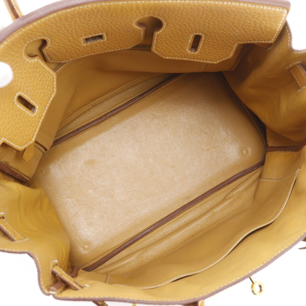 Hermes Kelly Brown Fjord With Gold Hardware Beige Leather Handbag (Pre-Owned)