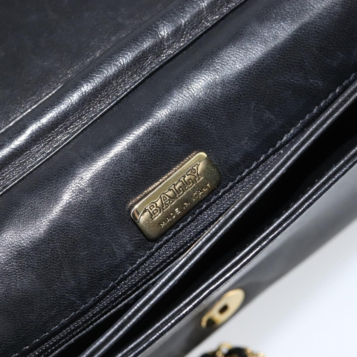 Bally Vintage Chain Quilted Leather Black Leather Shoulder Bag Bag (Pre-Owned)