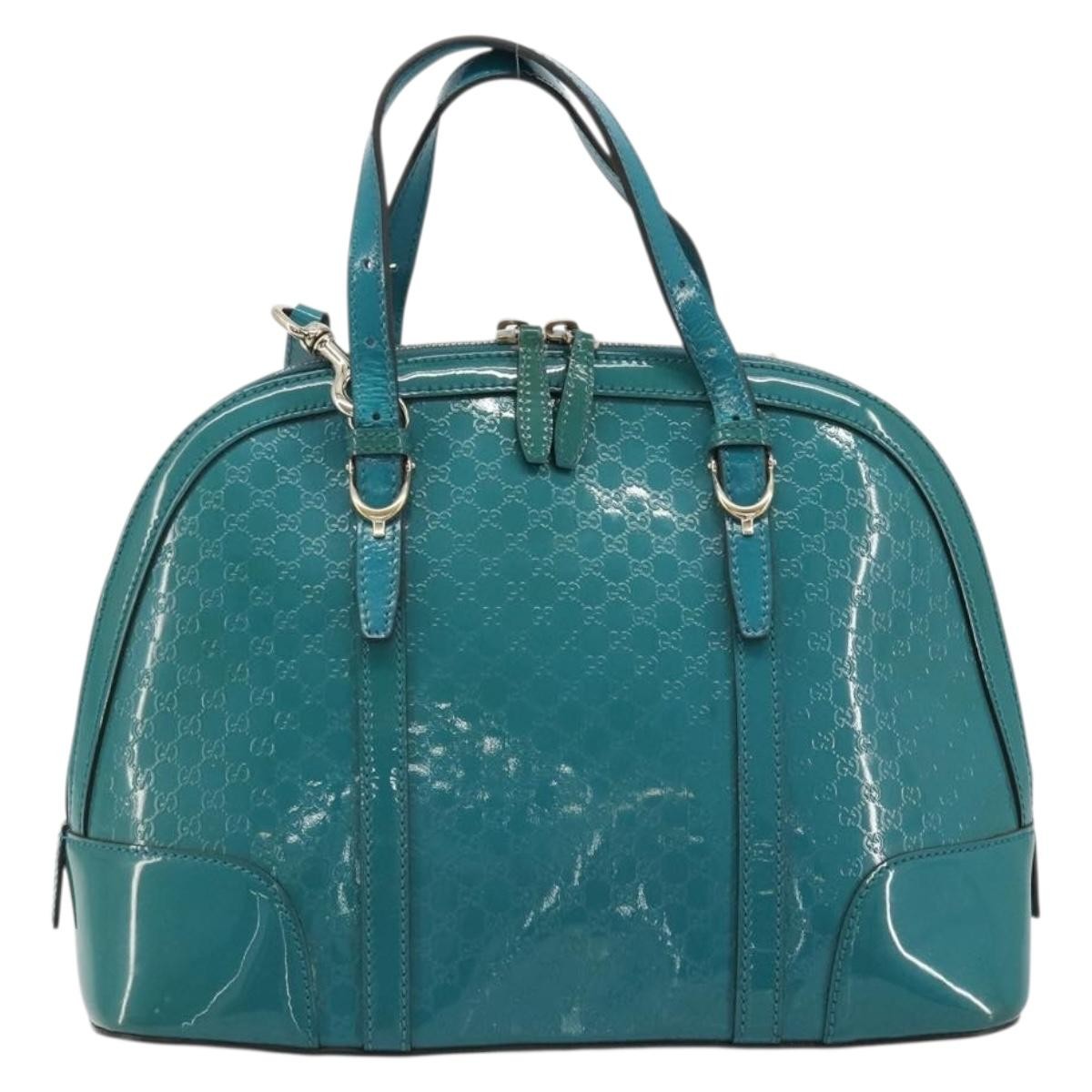 Gucci Nice Top Handle Microguccissima Patent Turquoise Patent_Leather Handbag (Pre-Owned)