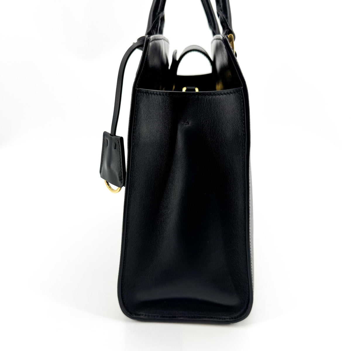 Prada Saffiano Tote Leather Black Leather Tote Bag Bag (Pre-Owned)