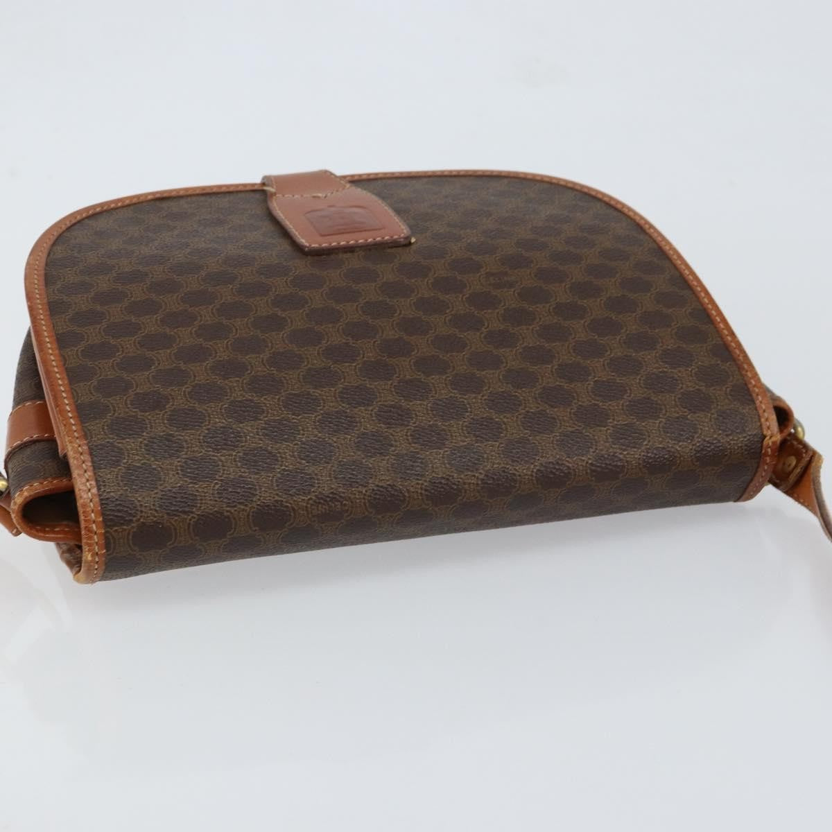 Celine Vintage Macadam Canvas And Leather Brown Canvas Shoulder Bag Bag (Pre-Owned)