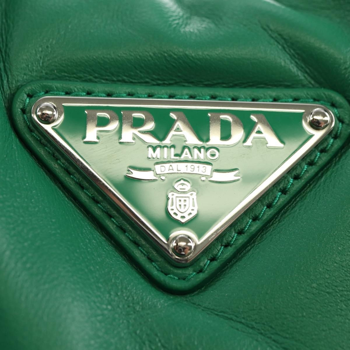 Prada Padded Soft Tote Leather Green Leather Handbag (Pre-Owned)