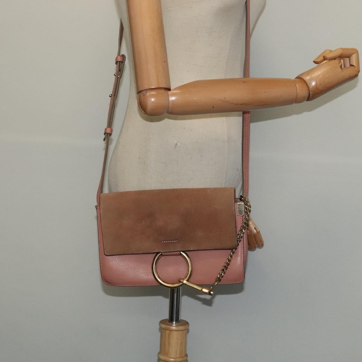 Chloe Faye Leather And Suede Pink Leather Shoulder Bag Bag (Pre-Owned)