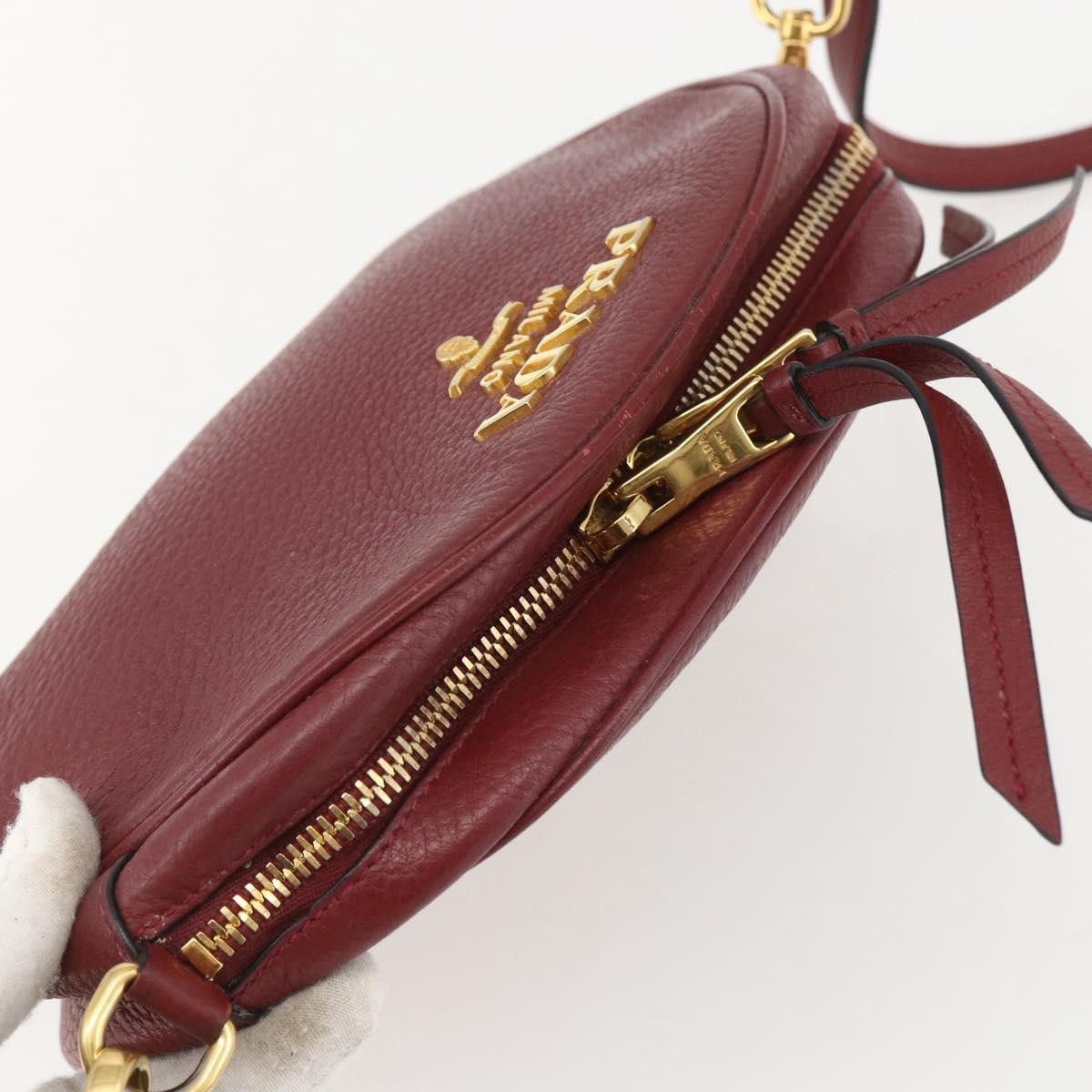 Prada Dual Strap Vitello Daino Burgundy Leather Shoulder Bag Bag (Pre-Owned)