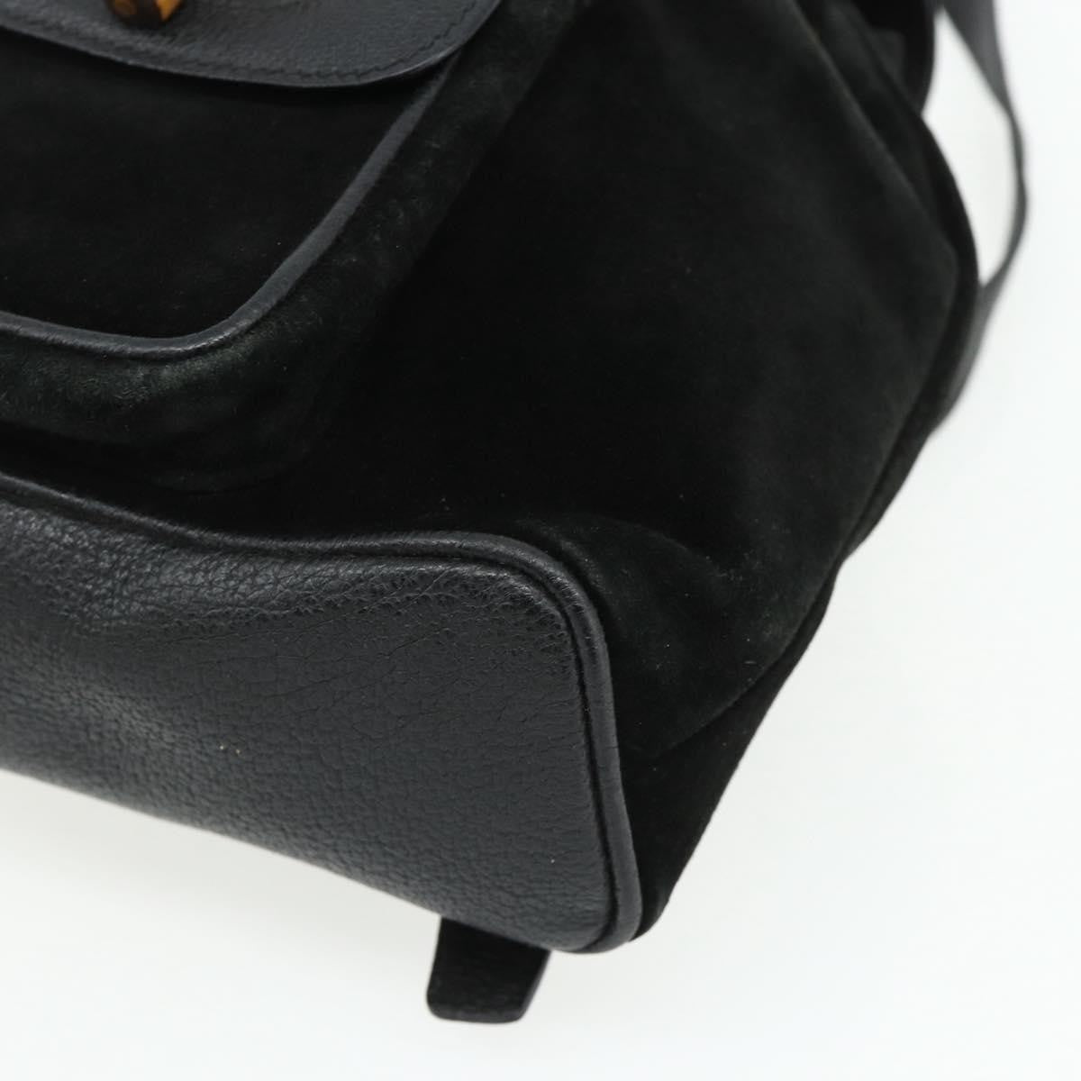 Gucci Gucci Bamboo Daim Black Suede Backpack Bag (Pre-Owned)