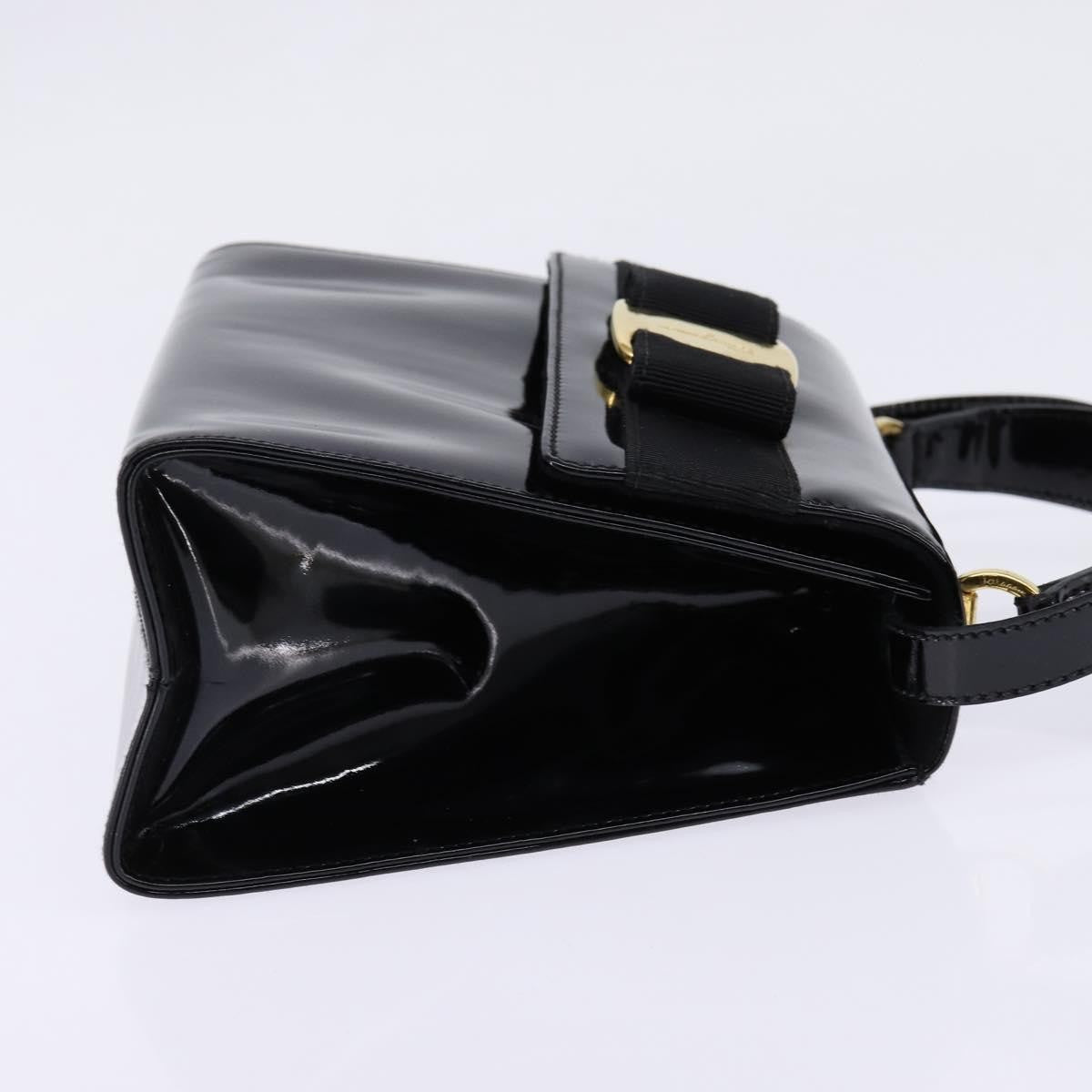 Salvatore Ferragamo Vintage Vara Bow Top Handle Patent Leather Black Patent_Leather Handbag (Pre-Owned)