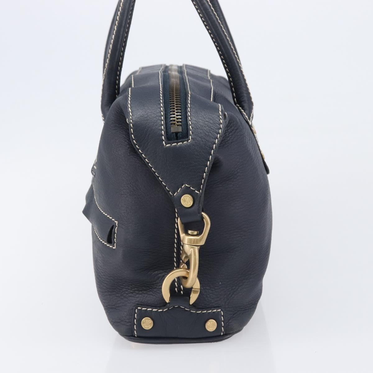 Celine Top Handle Leather Black Leather Handbag (Pre-Owned)