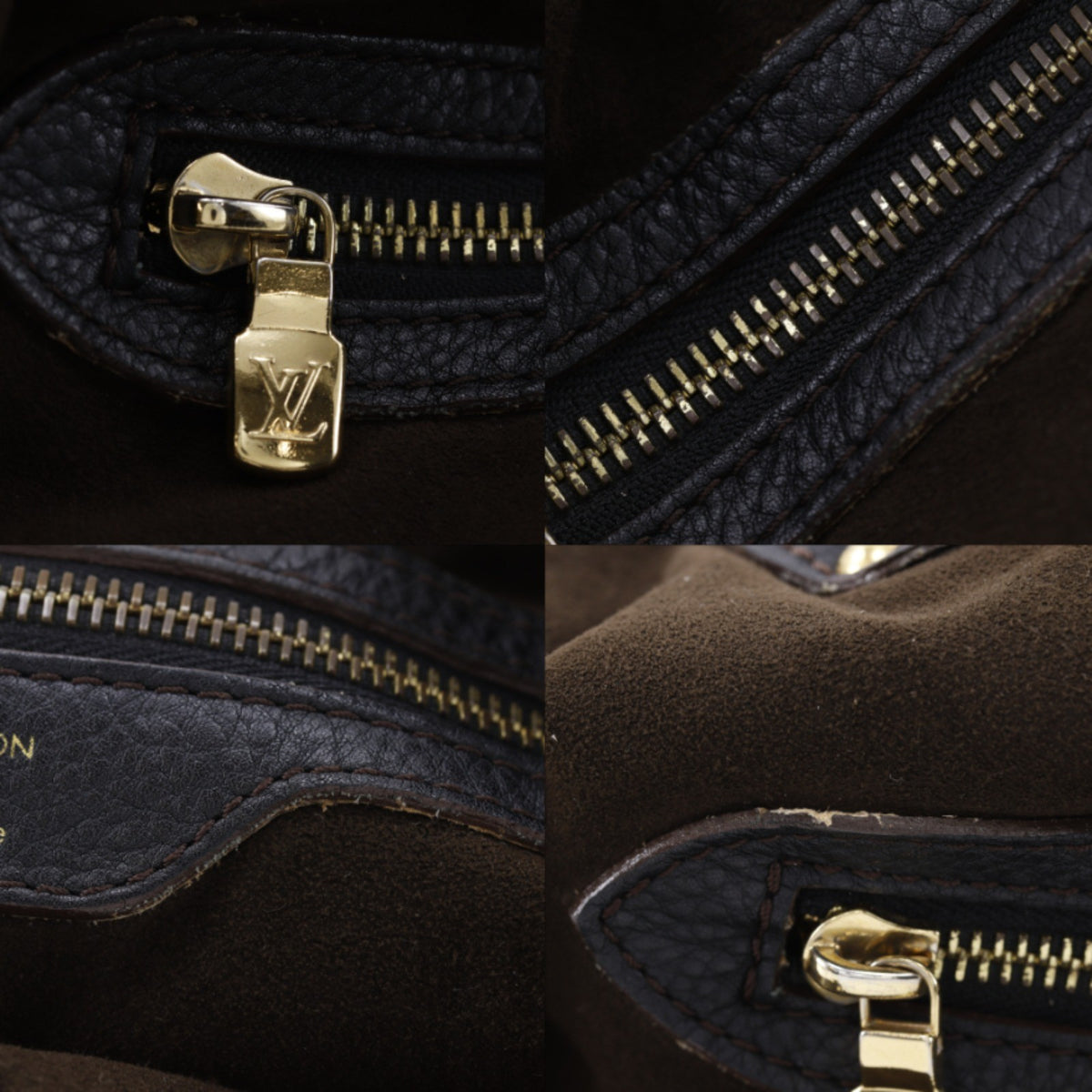 Louis Vuitton L Hobo Mahina Leather Black Leather Shoulder Bag Bag (Pre-Owned)