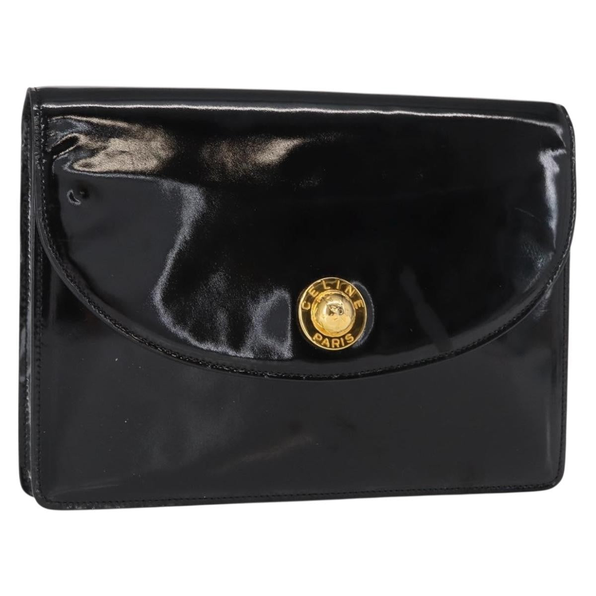 Celine Clutch Enamel Black Patent_Leather Clutche & Pouche Bag (Pre-Owned)