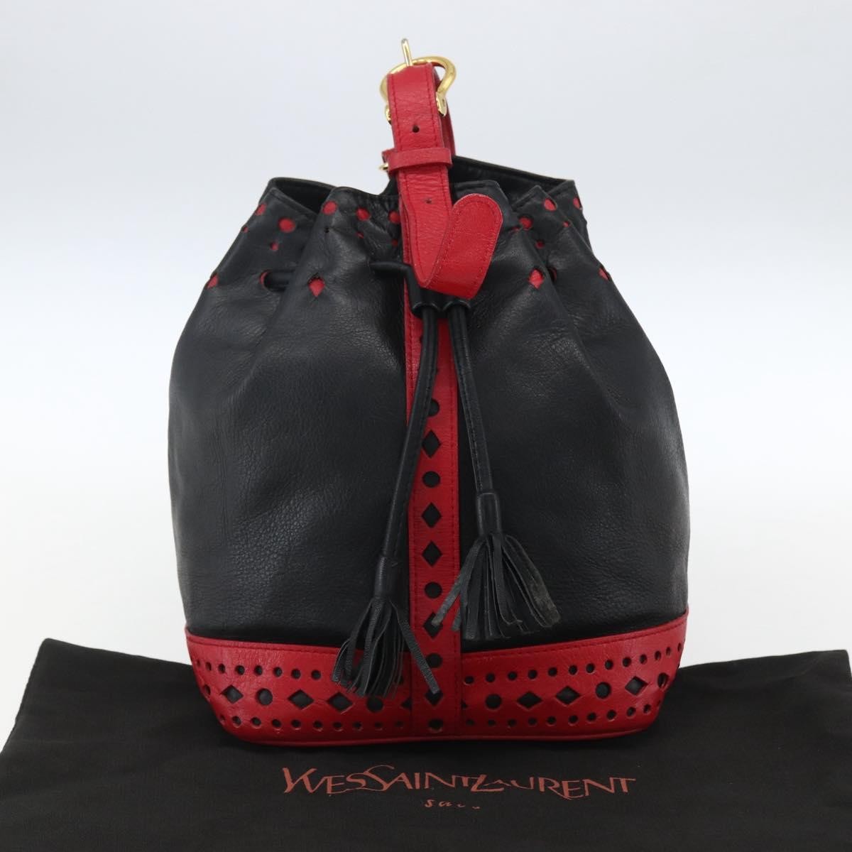 Saint Laurent Vintage Leather Black Leather Shoulder Bag Bag (Pre-Owned)