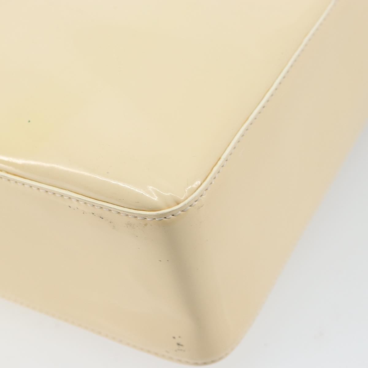 Chanel Vintage Embossed Logo Shoulder Patent Beige Patent_Leather Tote Bag Bag (Pre-Owned)