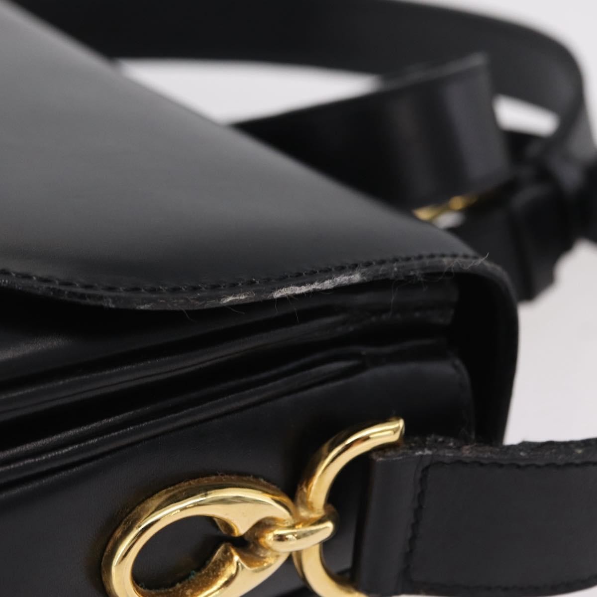 Celine Flap Shoulder Leather Black Leather Shoulder Bag Bag (Pre-Owned)