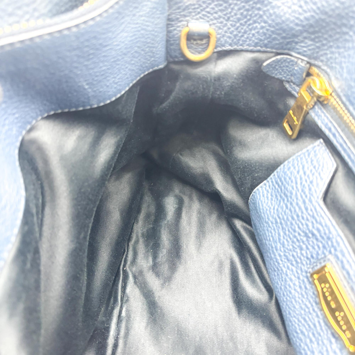 Miu Miu Phenix Convertible Leather Navy Leather Tote Bag Bag (Pre-Owned)