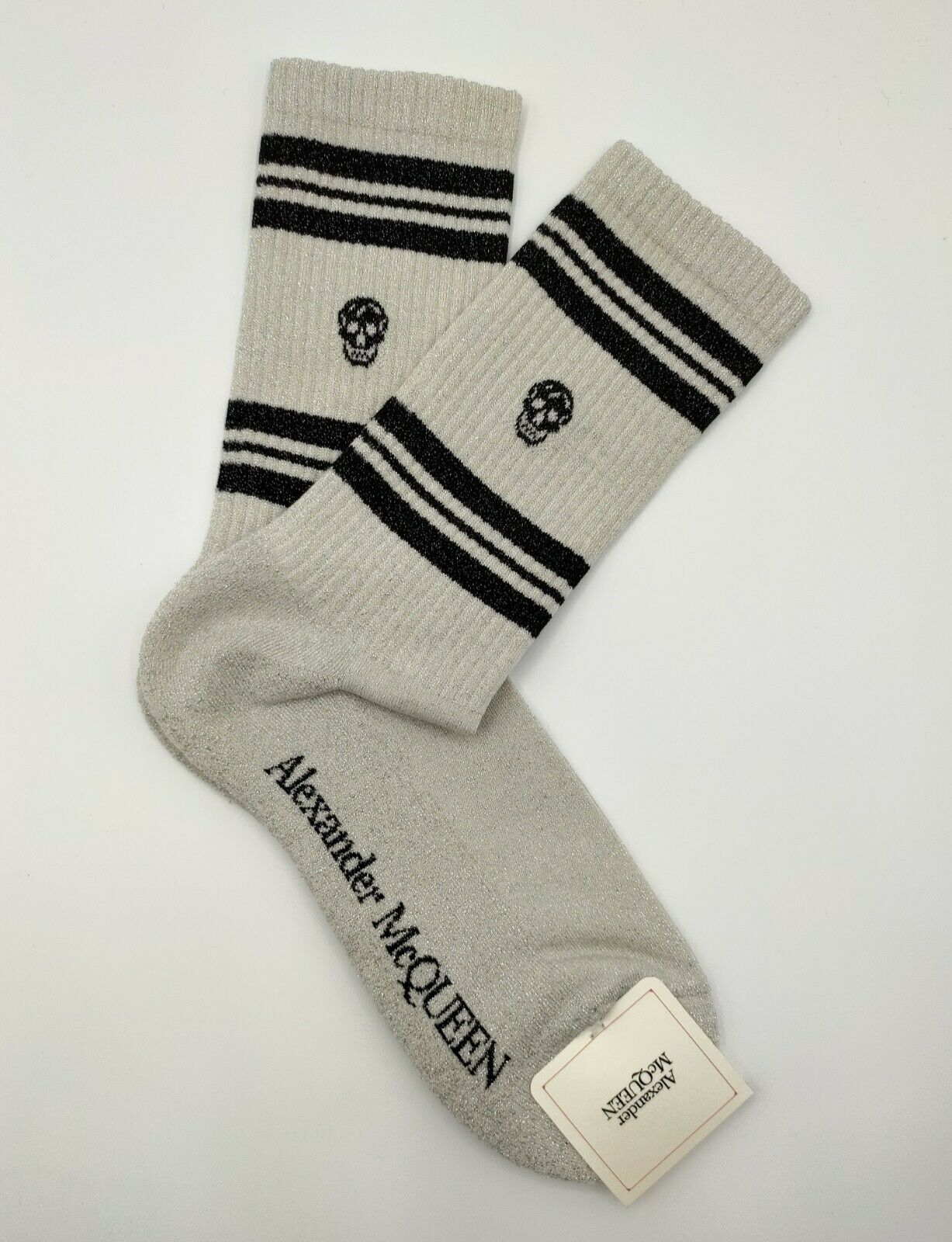 Metallic Mid Calf Skull Sport Socks L