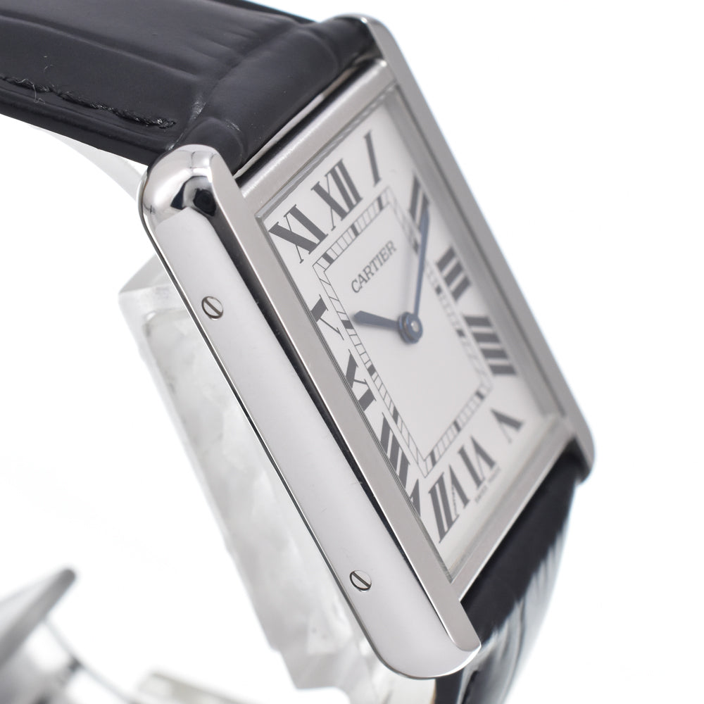Cartier Tank Solo Quartz Stainless Steel And Leather Watch (Pre-Owned)