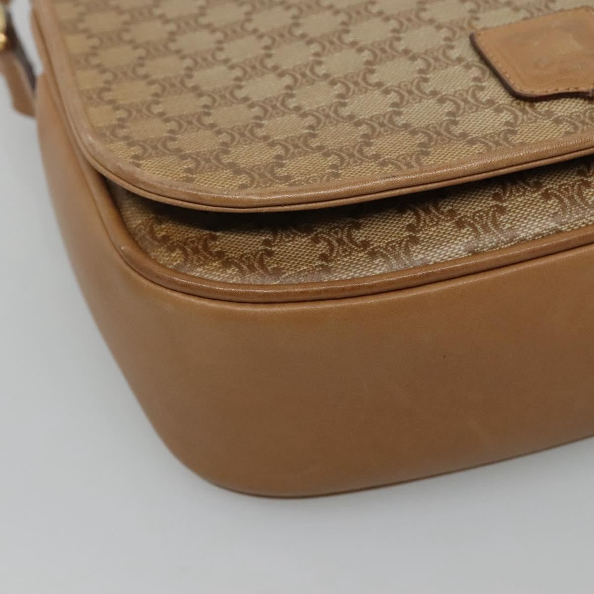 Celine Vintage Macadam Canvas And Leather Beige Canvas Shoulder Bag Bag (Pre-Owned)