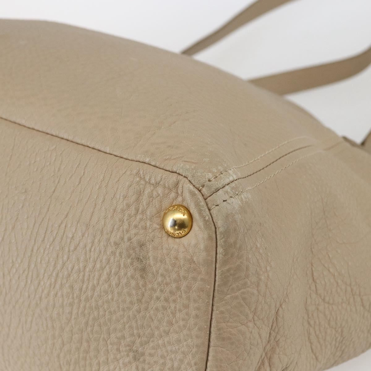 Prada Side Pocket Convertible Vitello Daino Beige Leather Tote Bag Bag (Pre-Owned)