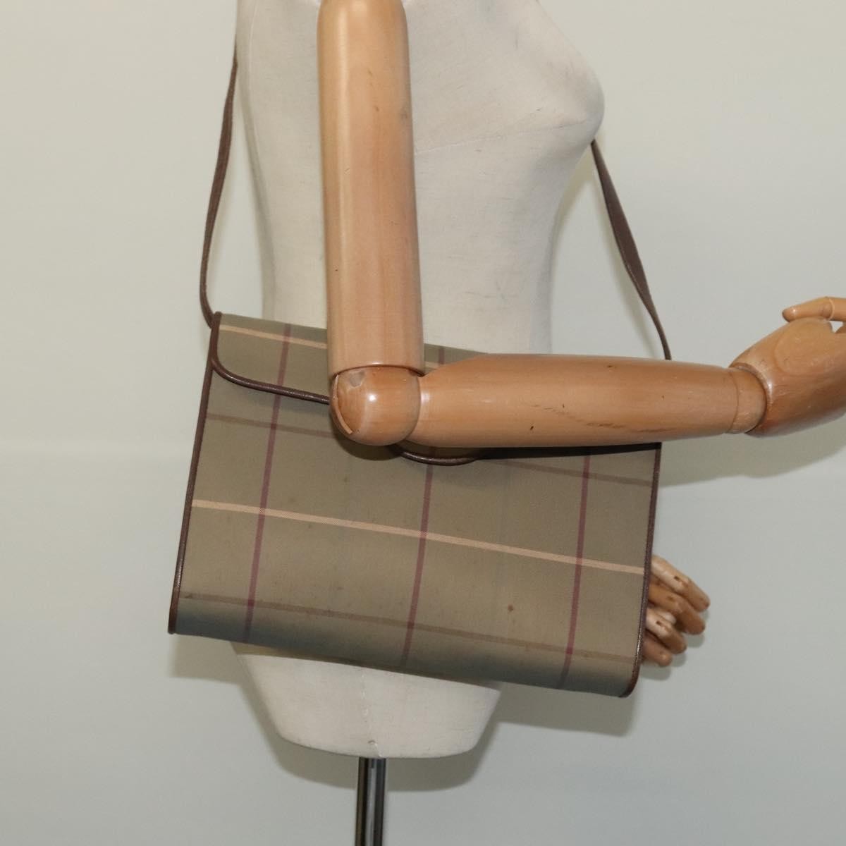 Burberry Nova Check Canvas And Leather Beige Canvas Shoulder Bag Bag (Pre-Owned)