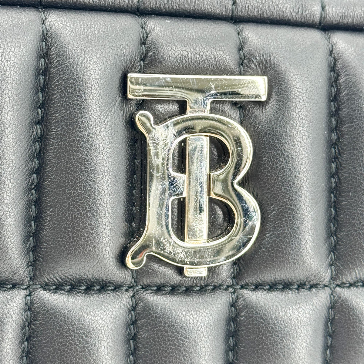 Burberry Lola Camera Quilted Leather Black Leather Shoulder Bag Bag (Pre-Owned)