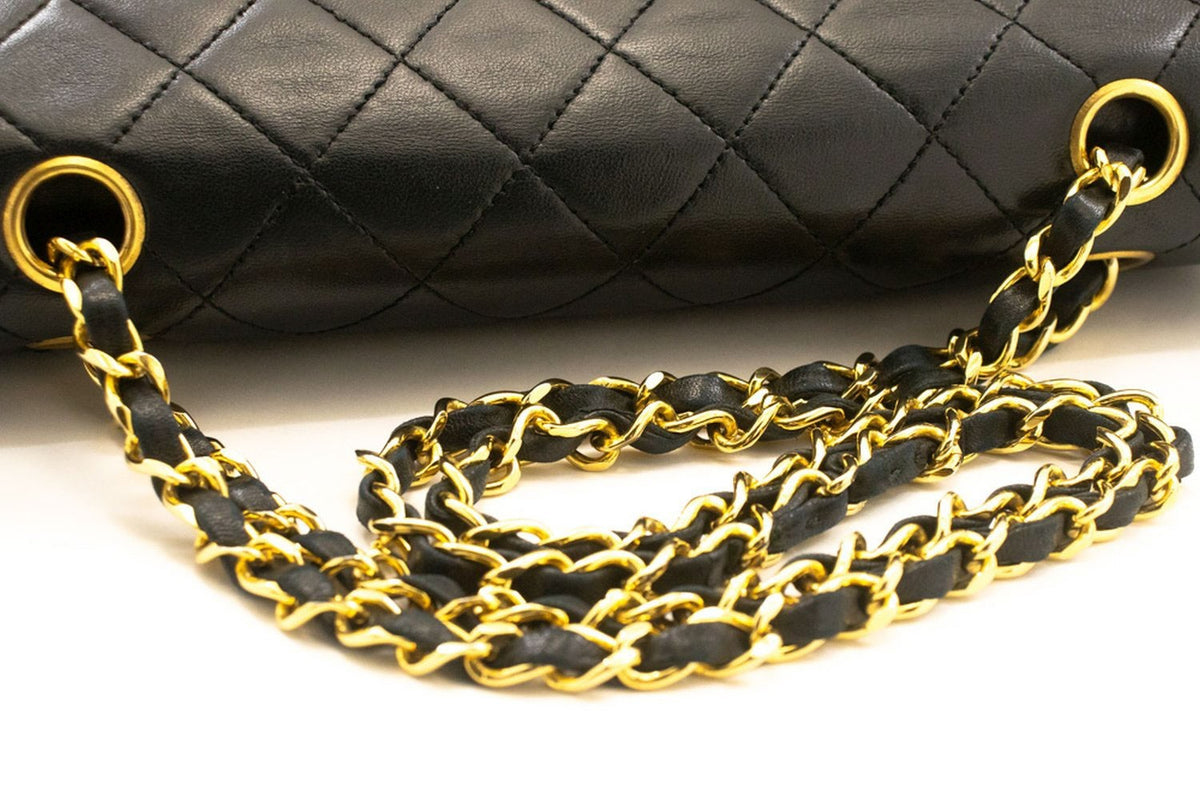 Chanel Timeless - Classic Double Flap Leather Black Leather Handbag (Pre-Owned)