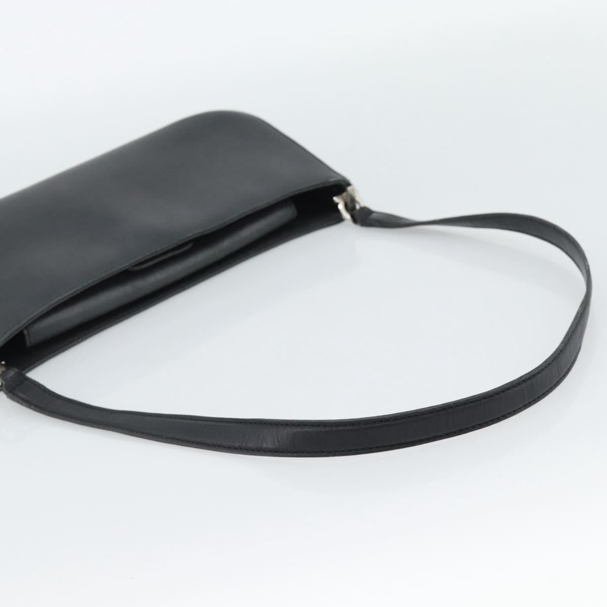 Salvatore Ferragamo Gancini Leather Black Leather Shoulder Bag Bag (Pre-Owned)