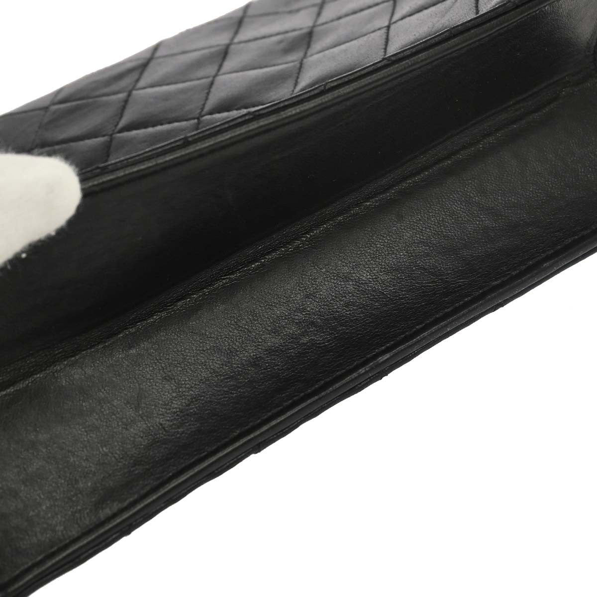 Chanel Vintage Classic Flap Quilted Lambskin Black Leather Shoulder Bag Bag (Pre-Owned)