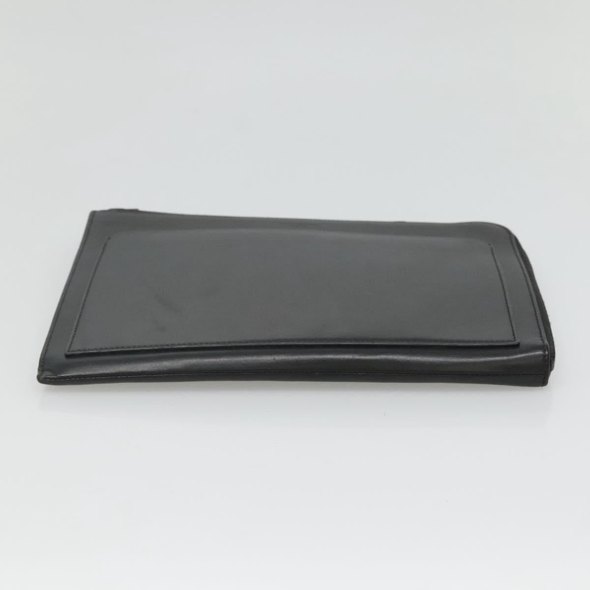 Saint Laurent Zip Pocket Leather Black Leather Clutche & Pouche Bag (Pre-Owned)