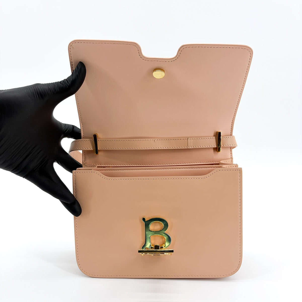 Burberry Tb Shoulder Bag Leather Beige Leather Shoulder Bag Bag (Pre-Owned)