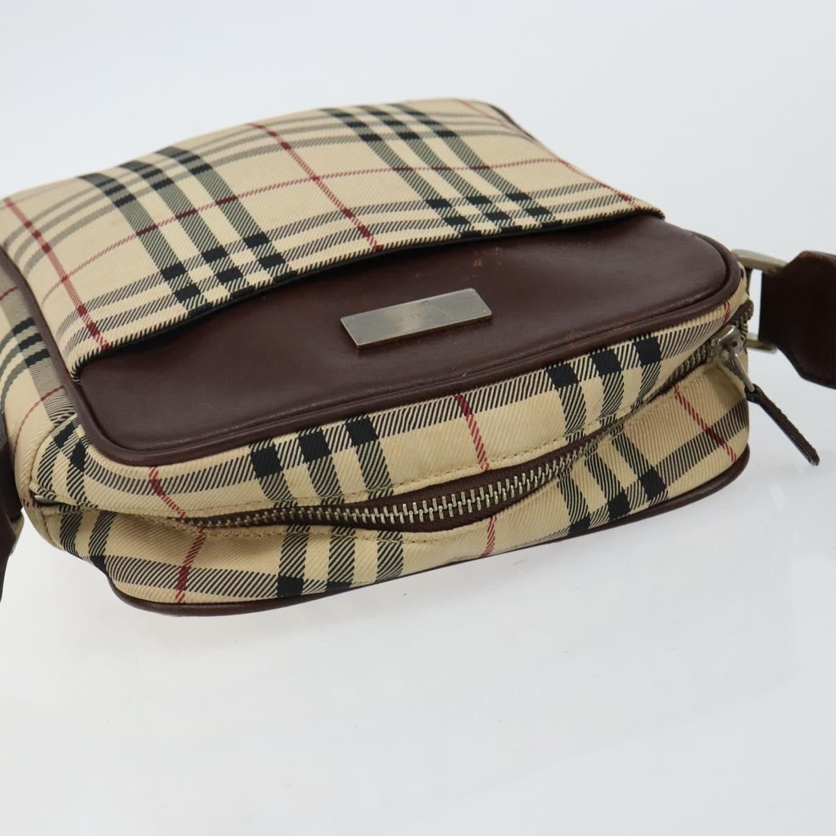 Burberry Zip Messenger Nova Check Canvas And Leather Beige Canvas Shoulder Bag Bag (Pre-Owned)
