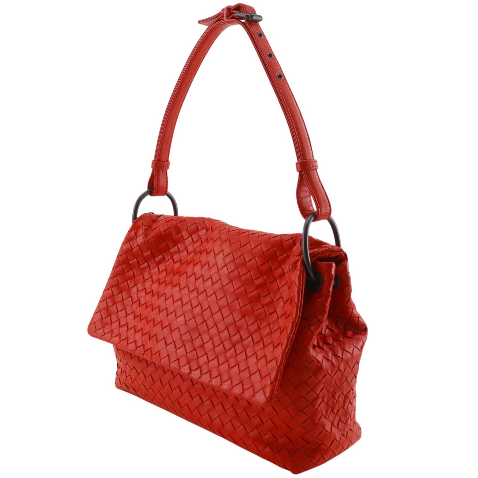 Bottega Veneta Intrecciato Shoulder Leather Red Calfskin Shoulder Bag Bag (Pre-Owned)