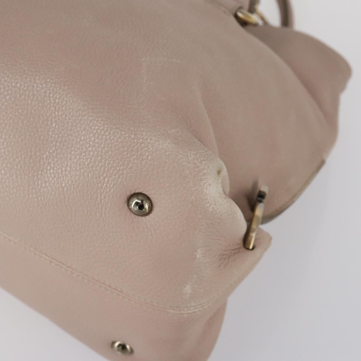 Salvatore Ferragamo Gancini Leather Beige Leather Shoulder Bag Bag (Pre-Owned)