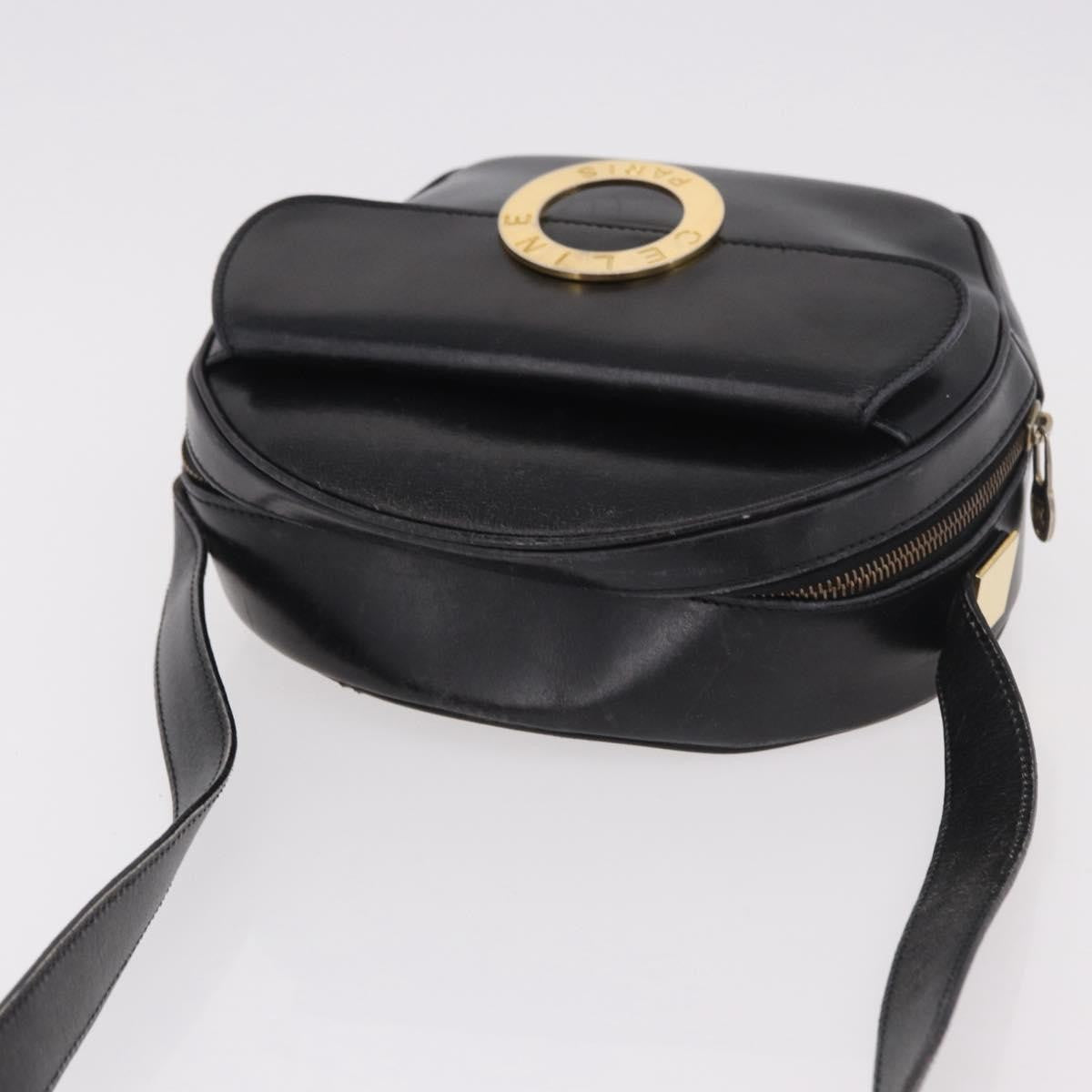 Celine Vintage Circle Logo Leather Black Leather Shoulder Bag Bag (Pre-Owned)