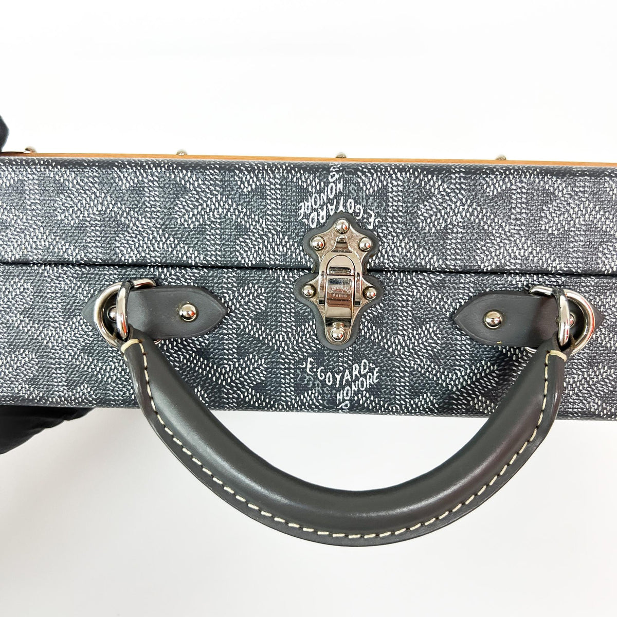 Goyard Grand Hotel Trunk Coated Canvas Black Canvas Handbag (Pre-Owned)