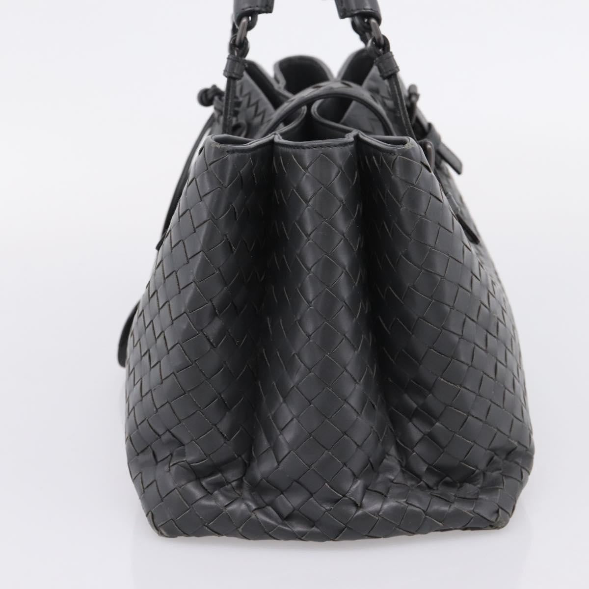 Bottega Veneta Roma Intrecciato Nappa Gray Leather Handbag (Pre-Owned)