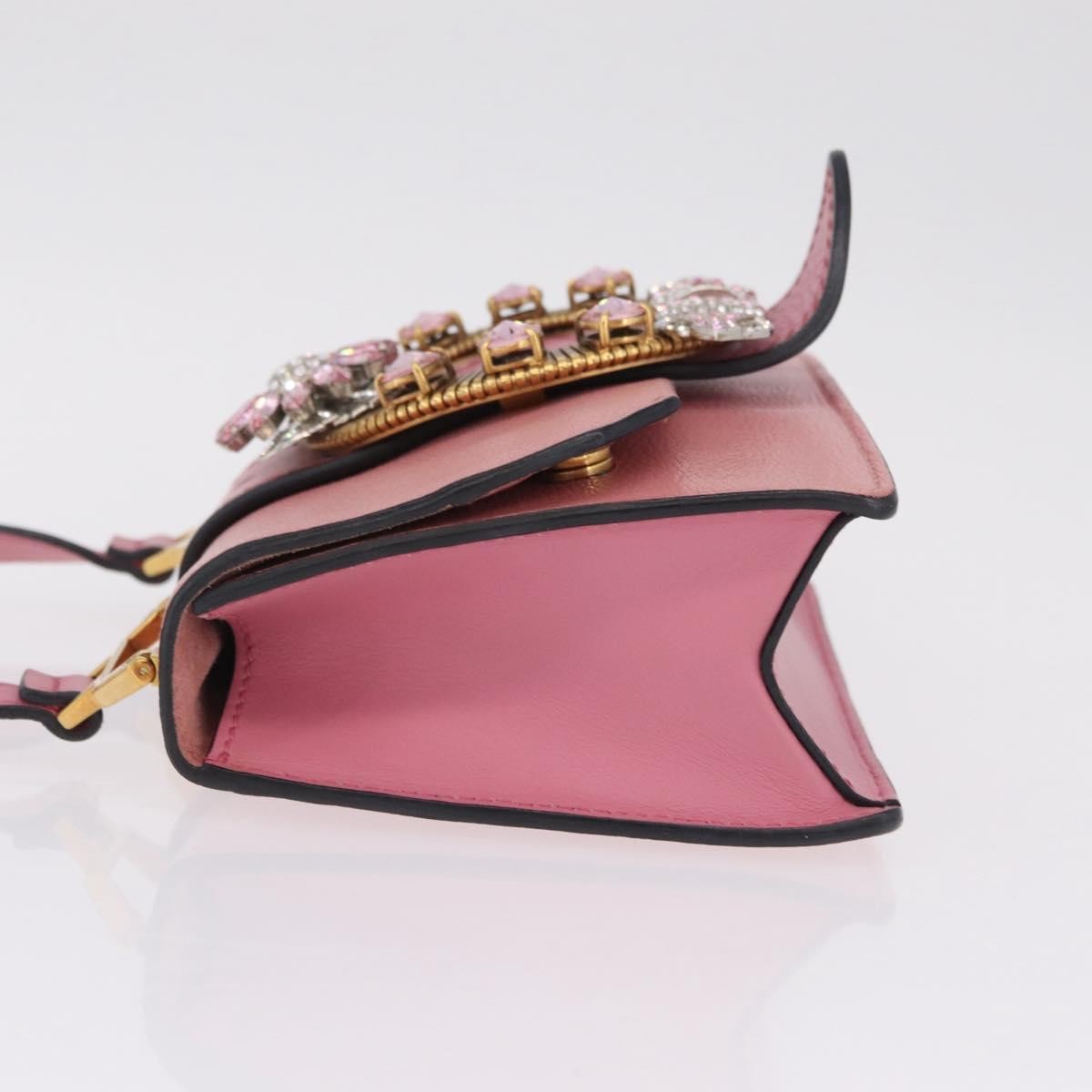 Miu Miu Madras Crystal Flap Leather Pink Leather Crossbody Bag Bag (Pre-Owned)